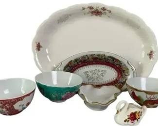 Vintage Decorative Dish Lot – Fine Bone China, Floral Bowls & Serving Pieces
