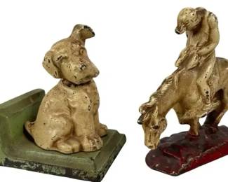 Vintage Cast Iron Door Stops – Figural Dog & Horse Designs (2 Pieces)