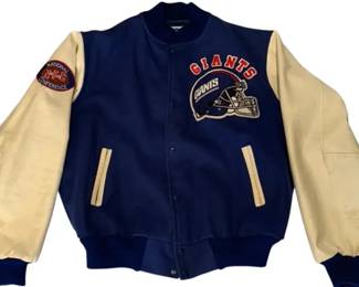 Vintage New York Giants Leather Sleeve Varsity Jacket NFL Chalk Line XL