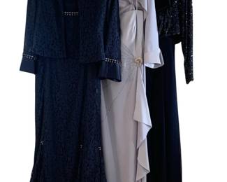 Lot of 3 Women’s Formal Dresses with Jackets Blue Beige Evening Wear Sizes M–XL