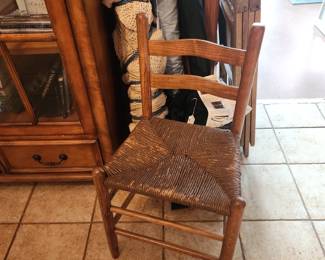 Vintage small Rush seat oak chair
