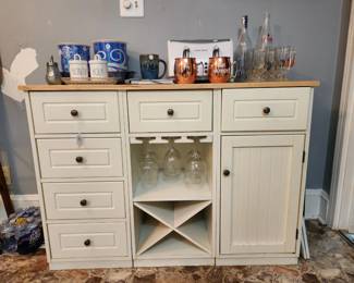 Island/ cabinet, 3 seperate sections w/removable natural wood top