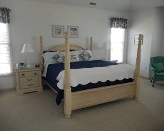 King bedroom suite: king bed; two nightstands; dresser with mirror