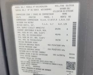 HVAC R-410A mfg. 5/2016