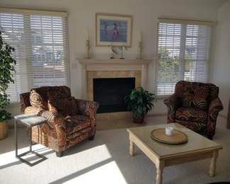 Living room furnishings - two matching upholstered arm chairs