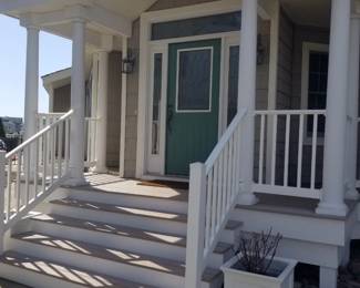 Entry door; Trex decking; vinyl raining; Azek