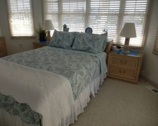 Queen bedrrom suite with storage headboard; matching nightstands