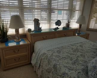 Queen bedrrom suite with storage headboard; matching nightstands