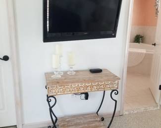 Accent table; flat screen TV with mounting bracket
