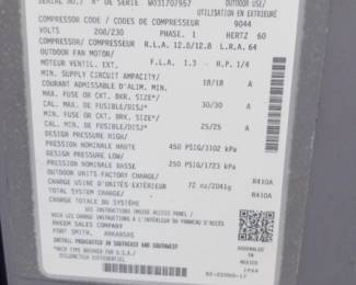 HVAC R-410A mfg. 1/2017