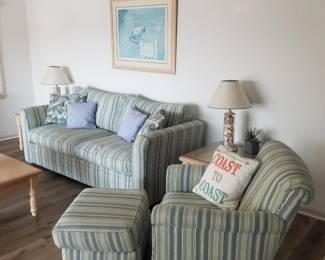 Braxton Culler sleeper sofa and matching arm chair with ottoman