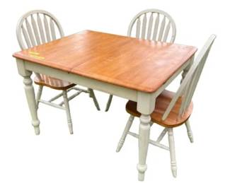 Farm Table With Three Bowback Chairs