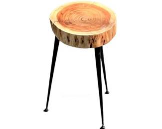 Wood Slab Side Table With Metal Legs