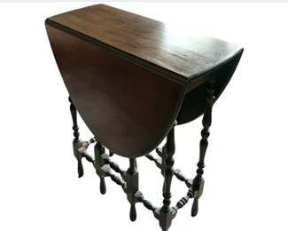 Vintage Gate Leg Table - Opens To Oval Dining Surface