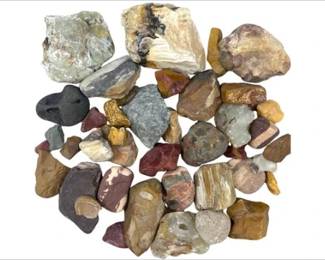 Collection Of Tumbled Rough Agate, Jasper And Petrified Wood