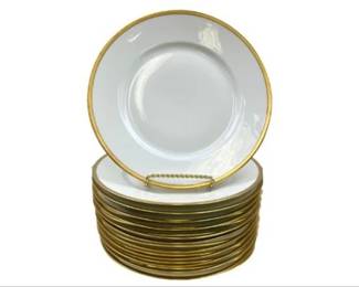 Theodore Haviland Limoges France Dinner Plates With Gold Rim - Set Of 12