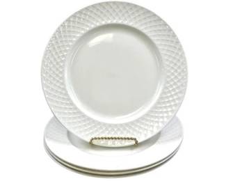 Mikasa Trellis White Dinner Plates With Embossed Lattice Design
