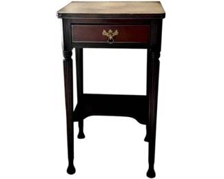 Sheraton Style Mahogany Accent Table With Single Drawer & Floating Shelf