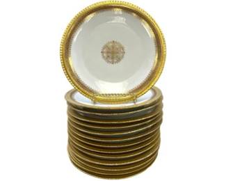 French Limoges Porcelain Made Exclusively For Marshall Fields Chicago - Gold Gilt Decoration - Set Of 14