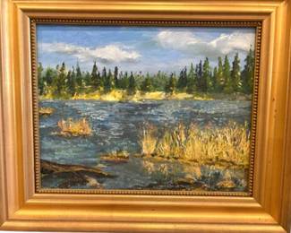 Original Painting By Local Artist Robert Johnson - Marsh Water Scene