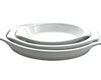 Century Japan White Oval Stoneware Casserole Dishes