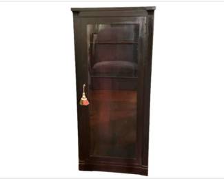 Mahogany Wood Bookshelf With Glass Door