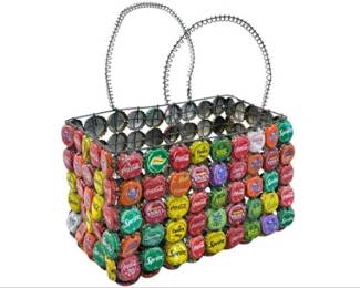 Handcrafted Handbag Made Of Vintage Soda Pop Bottle Caps & Wire Frame