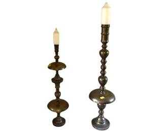 Mid Century Spanish Style Brass Candlesticks - Altar Height