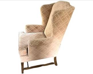Chippendale Style Wing Chair With Stretcher Base