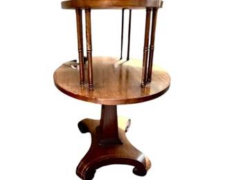 Regency Style Two Tier Accent Table With String Satinwood Inlay Details