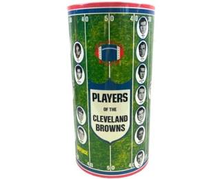 Vintage 1971 Cleveland Browns Players NFL Metal Trash Can - Cheinco