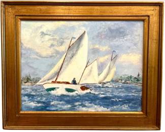 Original Painting By Local Artist Robert Johnson - Heading Out, Camden, Maine