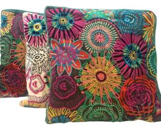 Embroidered Decorative Throw Pillows With Floral Design