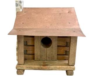 Rustic Wooden Birdhouse With Copper Roof