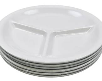 Crate & Barrel White Melamine Divided Plates (6)