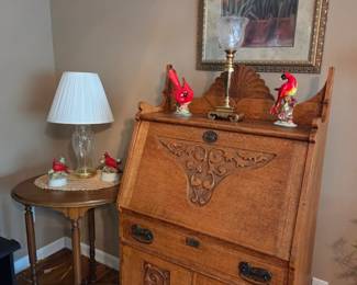 Vintage Oak Secretary Desk 