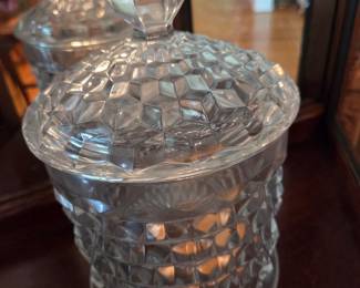 Vintage FOSTORIA Glass Jar w/ Lid