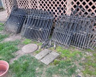 Iron Fencing Panels ( no dig style)  with poles & little 2 pc gate 