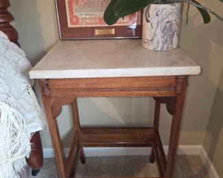 Antique marble top side table