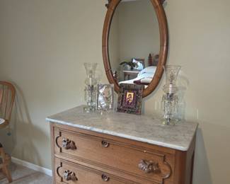 Antique 3 drawer chest, mirror