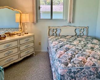 BEDROOM SET - ALL SOLD SEPARATELY,  FRENCH PROVINCIAL TALL CHEST, DRESSER WITH MIRROR & BED. BONNET COLLECTION
