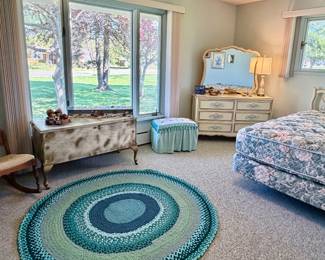 BEDROOM FURNITURE, OVAL BRAIDED RUG, ROCKER ...