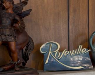VINTAGE ROSEVILLE ART POTTERY DISPLAY SIGN 