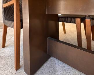 JANUS Et Cie Teak Dining Table With Power Coated Steel Base. Measures 88" L x 44" W.  Photo. 5 of 5. 