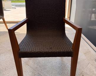 Set of 8 JANUS Et Cie Woven All-Weather Wicker Chairs. All Are In Great Condition But One Has A Slight Imperfection. Each Measures 20" W with 17" Seat Height. Photo 2 of 6.