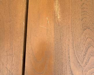 JJANUS Et Cie Teak Dining Table With Power Coated Steel Base. Measures 88" L x 44" W.  Photo. 3 of 5. 