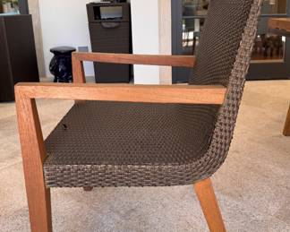 Set of 8 JANUS Et Cie Woven All-Weather Wicker Chairs. All Are In Great Condition But One Has A Slight Imperfection. Each Measures 20" W with 17" Seat Height. Photo 3 of 6.