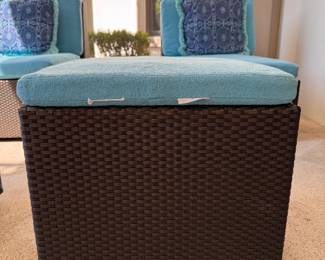 JANUS Et Cie Ottoman with Terry Cloth Upholstered Cushion - 2 Available. EXCELLENT CONDITION. Each Measures 18.5" x 18.5" x 18.5" H. Photo 3 of 4.