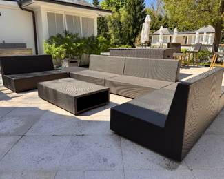 JANUS Et Cie Four Piece Modular Seating. Comes with Cushions (NOT PICTURED). Each Piece Measures 54" W x 36". There Is Some Wear & Tear.  Photo 1 of 3. 