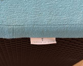 JANUS Et Cie Ottoman with Terry Cloth Upholstered Cushion - 2 Available. EXCELLENT CONDITION. Each Measures 18.5" x 18.5" x 18.5" H. Photo 4 of 4.